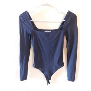 Aritzia Babaton Contour Long Sleeve Black Bodysuit Women XS Square Neck Stretch